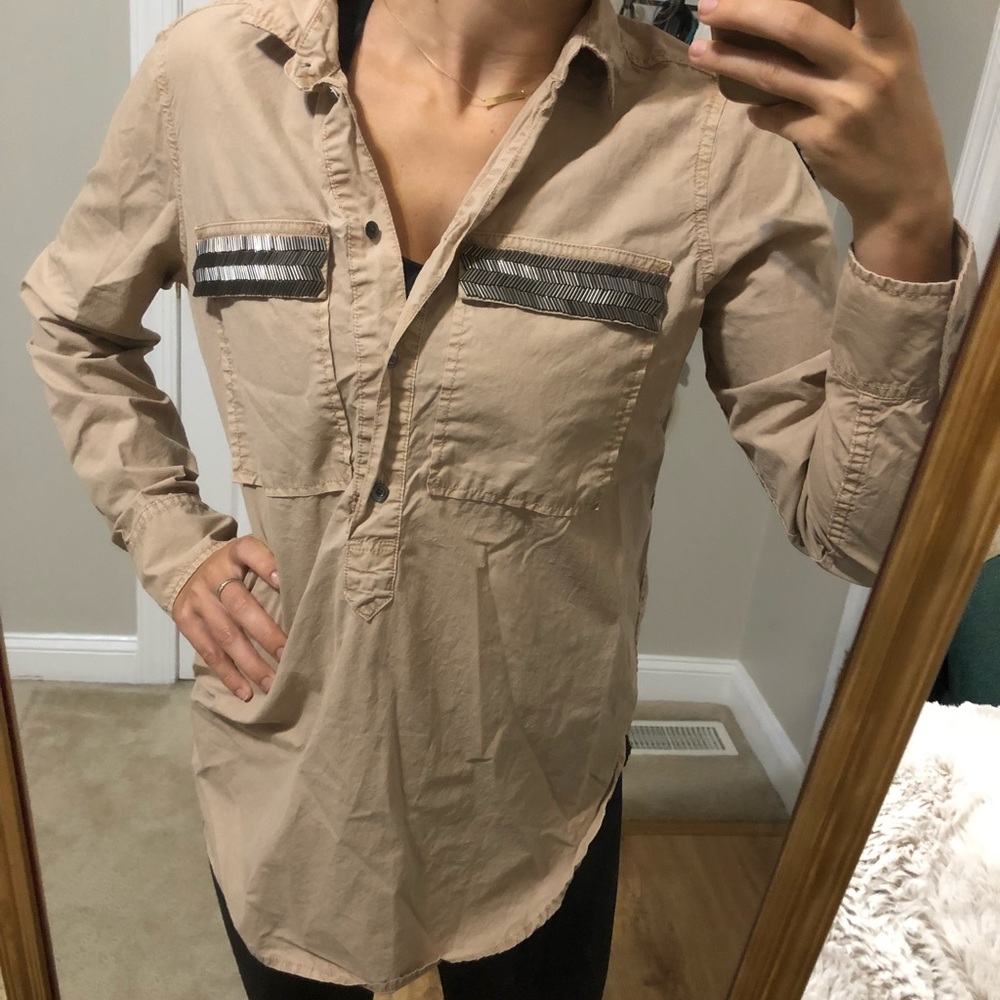 JCrew quarter button up top